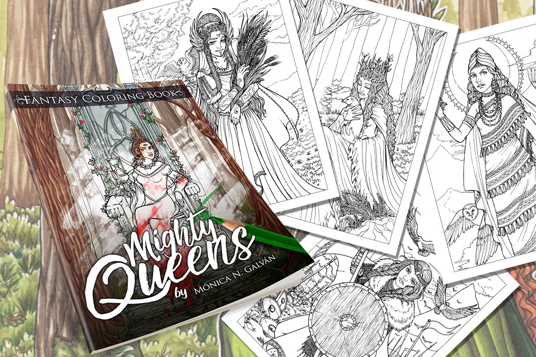 Mighty Queens: Fantasy Coloring Book