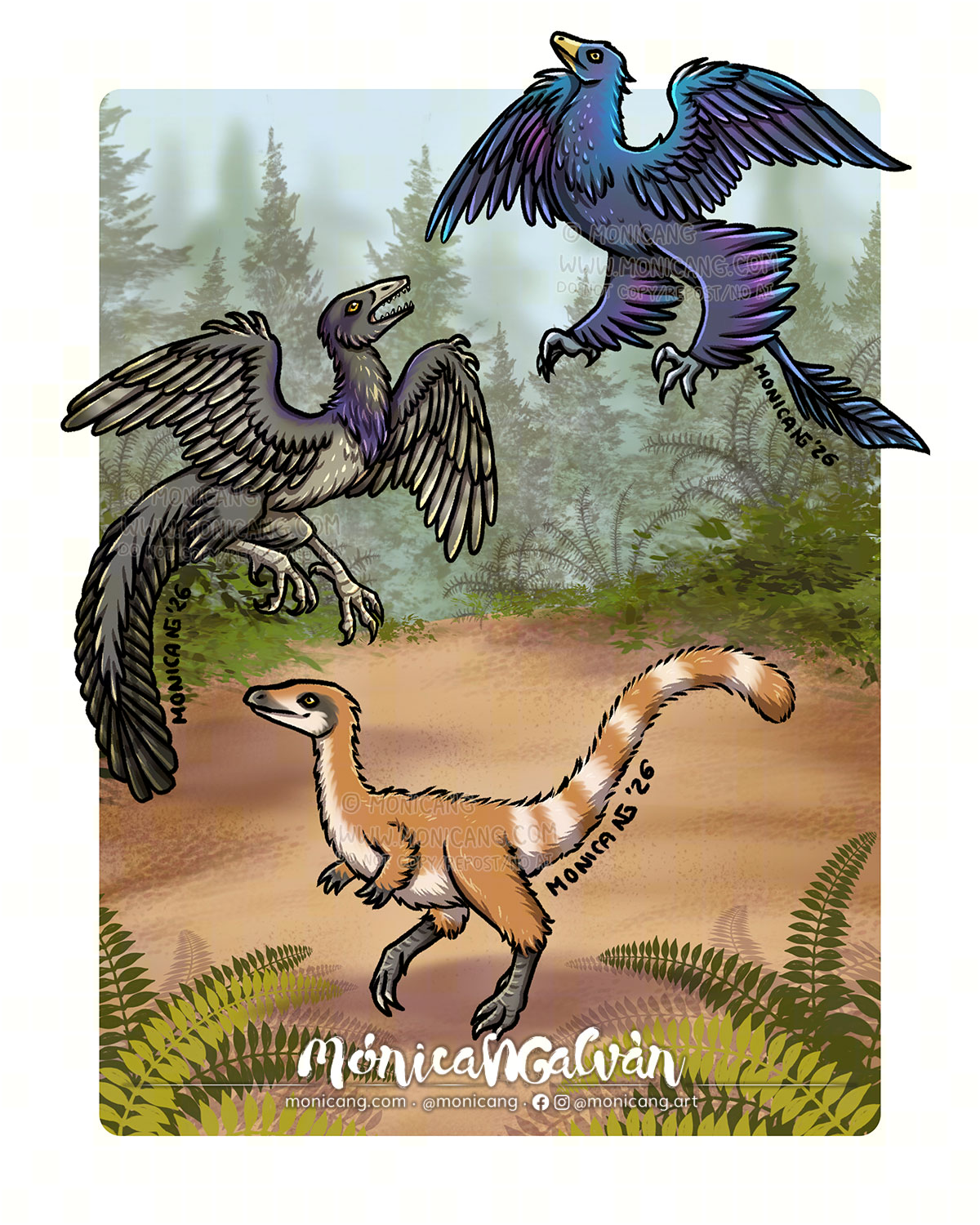 Theropoda 3 Microraptor, archaeopterix, & sinosauropteryx.